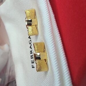 EUC Ferragamo Bow Logo Stud Earrings!